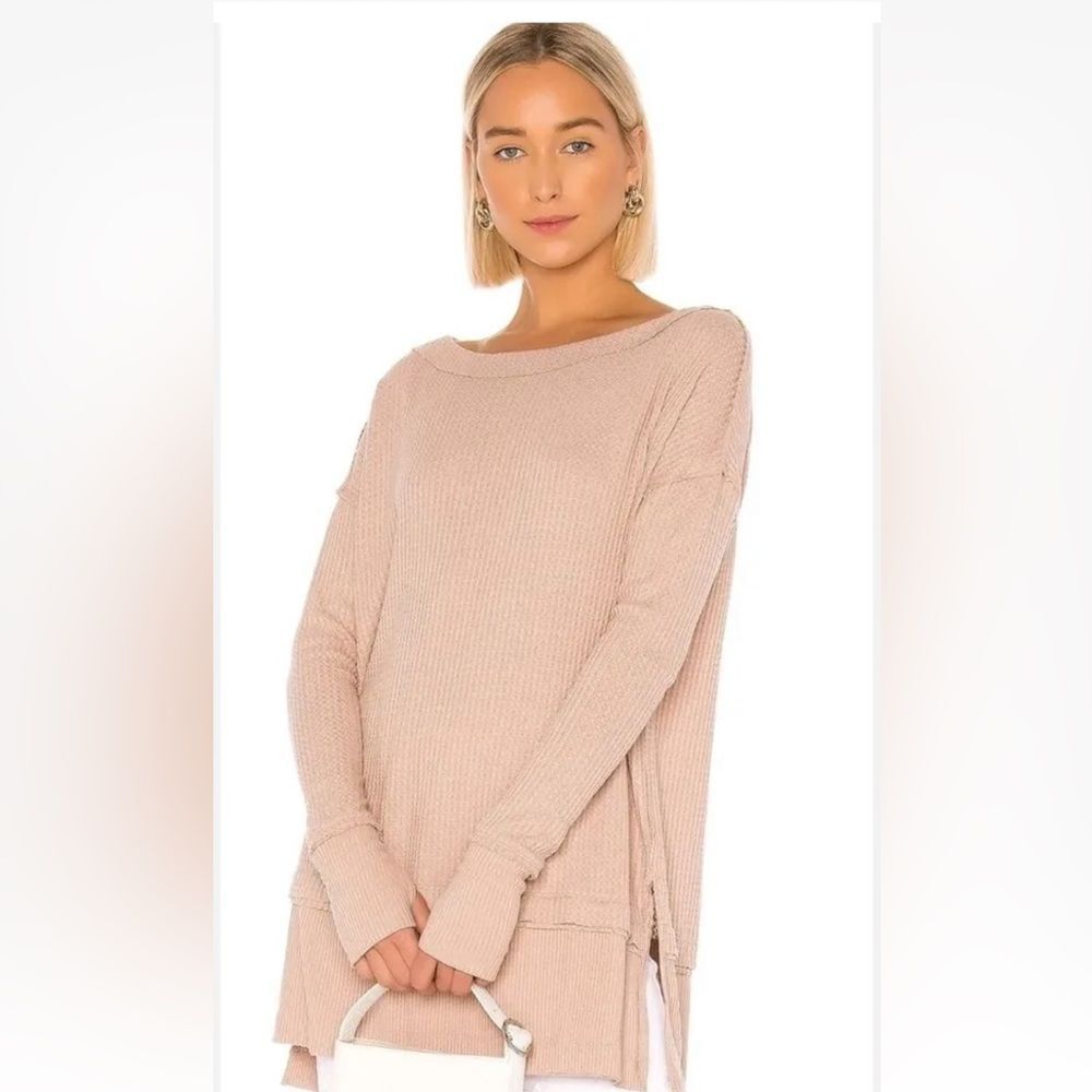 We The Free North Shore Waffle knit Tunic Rose beige color size XS